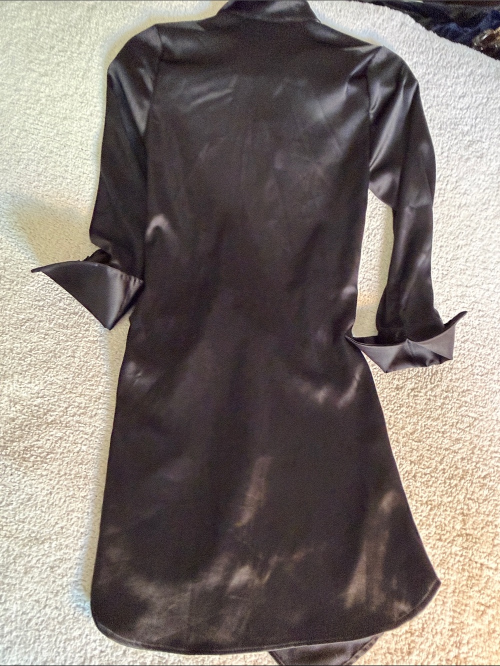 Aqua Satin Wrap Shirt Dress - Black - Picture 5 of 5